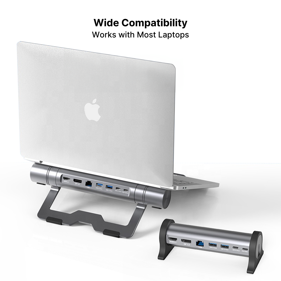 Aluminum 7-in-1 Laptop Stand Dock with 4K HDMI and 100W PD Charging