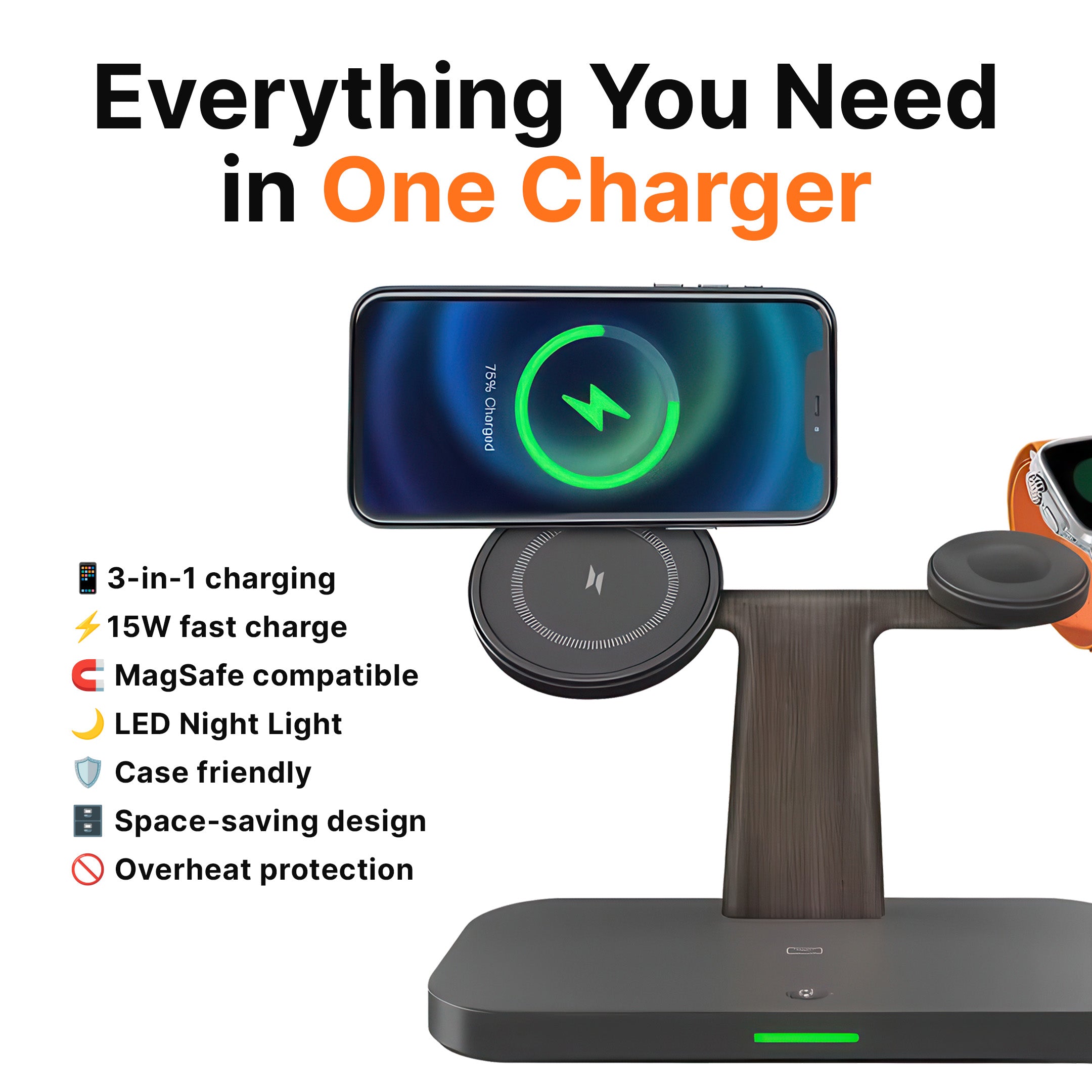 3-in-1 MagSafe Wireless Charger with Night Lamp
