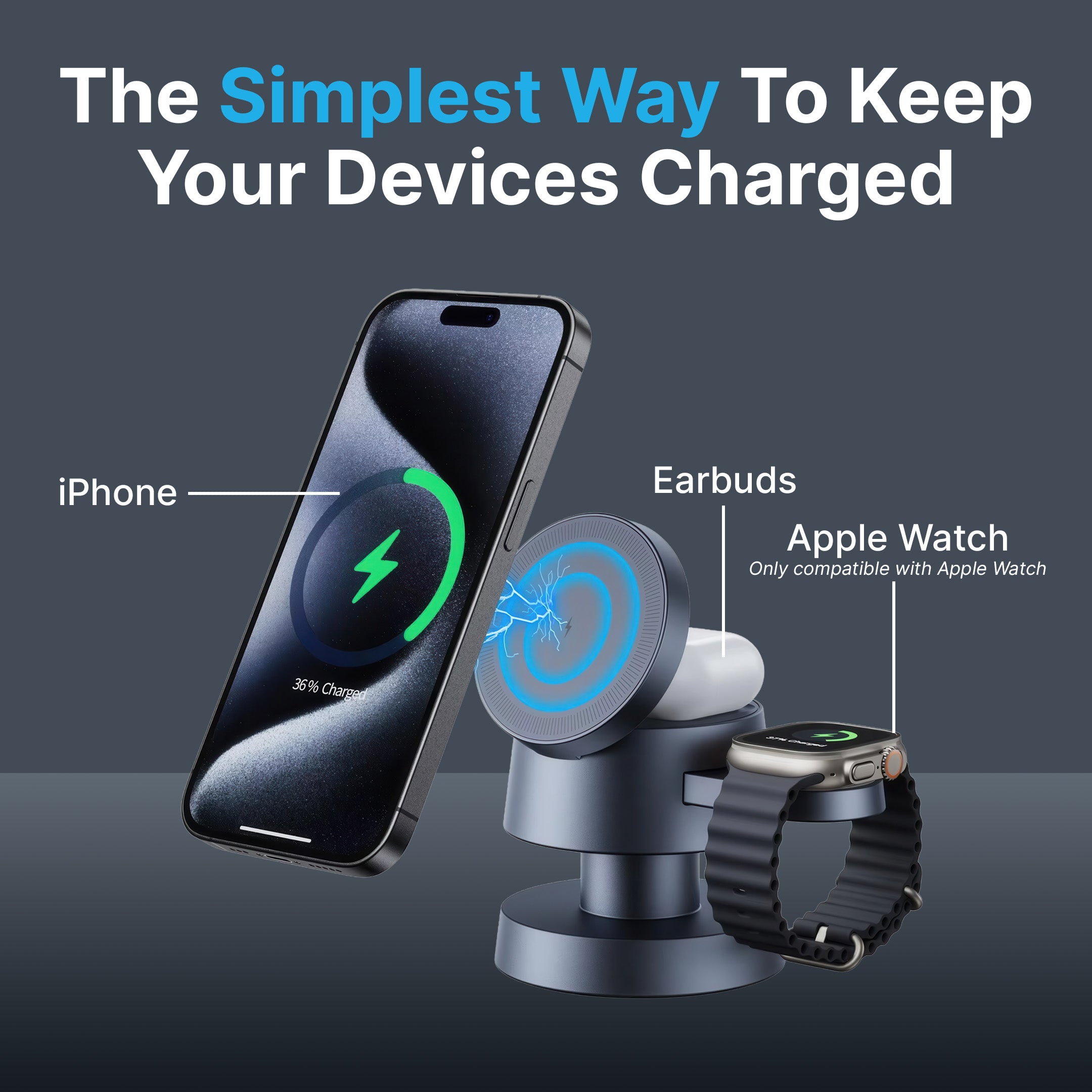 3 in 1 MagSafe Charging Station with LED Light