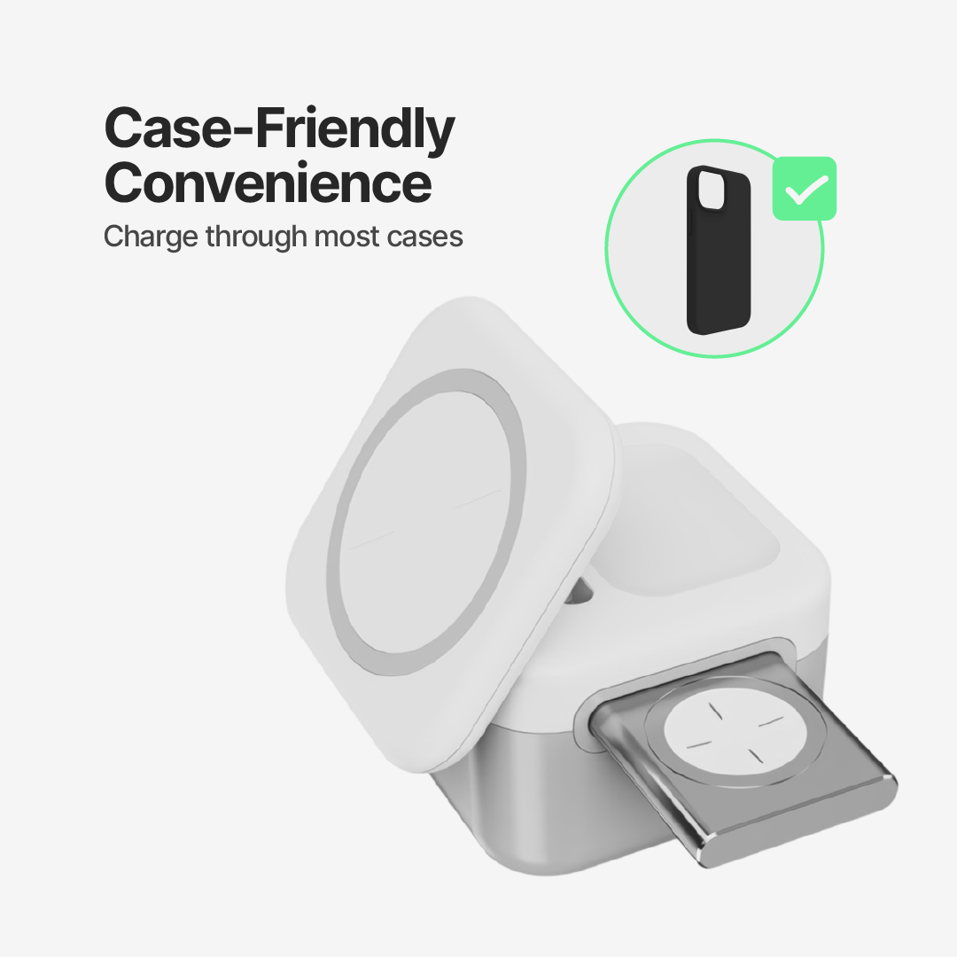 CubeMag 3-in-1 Magnetic Wireless Charging Station for Apple and Android