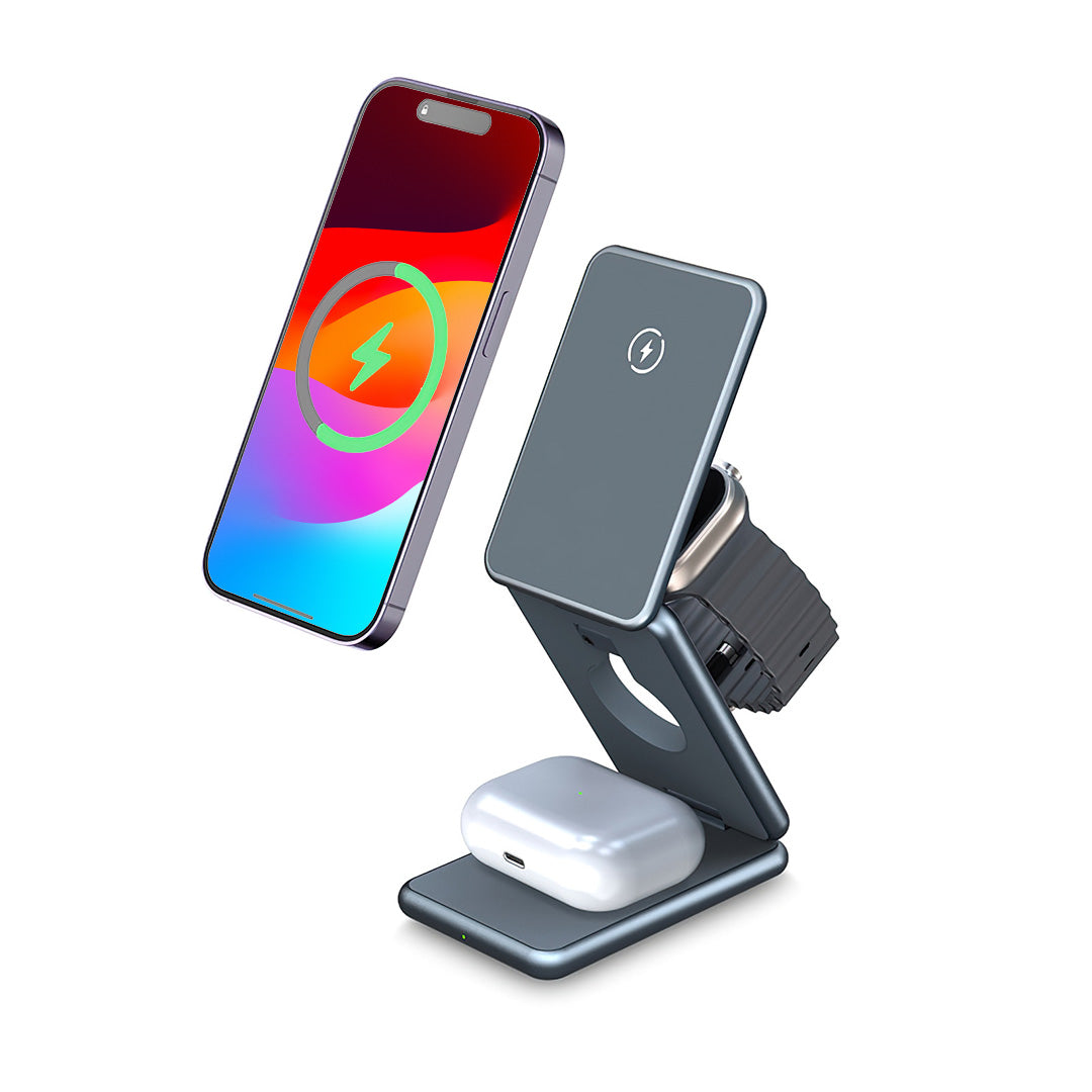 MagFold Pro 3-in-1 Aluminum Wireless Charging Stand